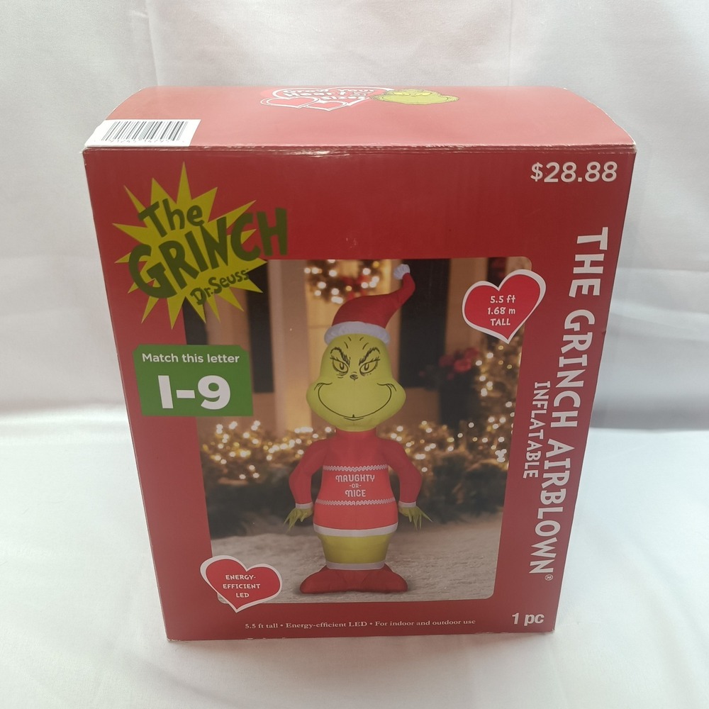 Gemmy The GRINCH Airblown Naughty Or Nice Christmas Inflatable Seuss 2019 5.5ft